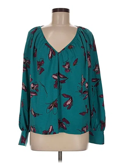 Pre-owned Nine West Long Sleeve Blouse In Teal