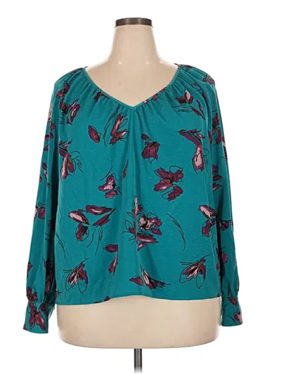 Pre-owned Nine West Long Sleeve Blouse In Teal