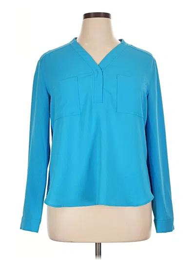 Pre-owned Nine West Long Sleeve Blouse In Teal