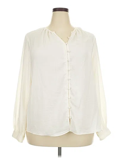 Pre-owned Nine West Long Sleeve Blouse In White