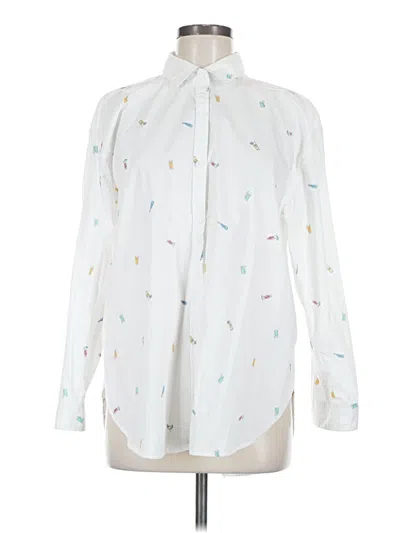 Pre-owned Nine West Long Sleeve Blouse In White