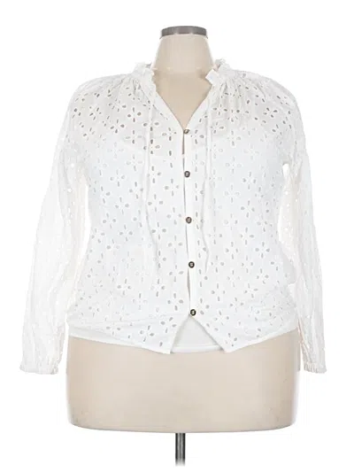 Pre-owned Nine West Long Sleeve Blouse In White