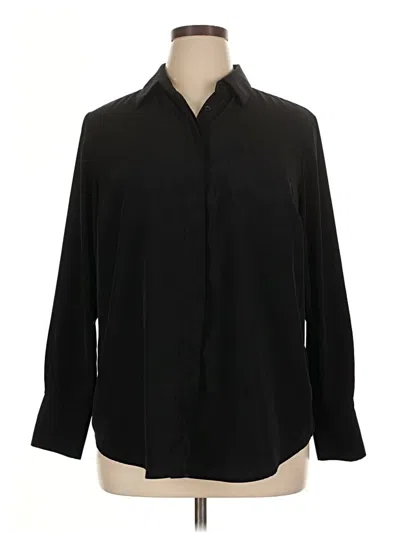 Pre-owned Nine West Long Sleeve Button Down Shirt In Black