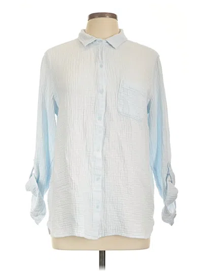 Pre-owned Nine West Long Sleeve Button Down Shirt In Blue