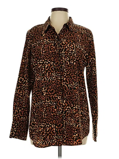 Pre-owned Nine West Long Sleeve Button Down Shirt In Brown