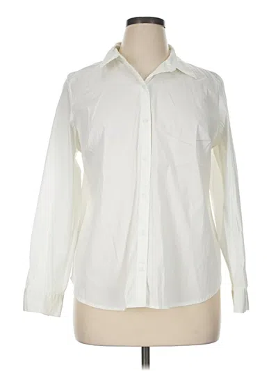 Pre-owned Nine West Long Sleeve Button Down Shirt In Ivory