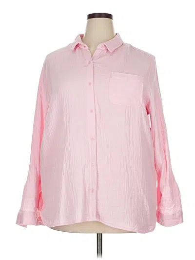 Pre-owned Nine West Long Sleeve Button Down Shirt In Pink