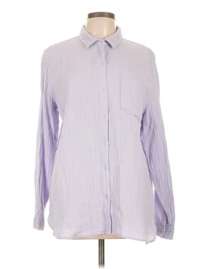 Pre-owned Nine West Long Sleeve Button Down Shirt In Purple