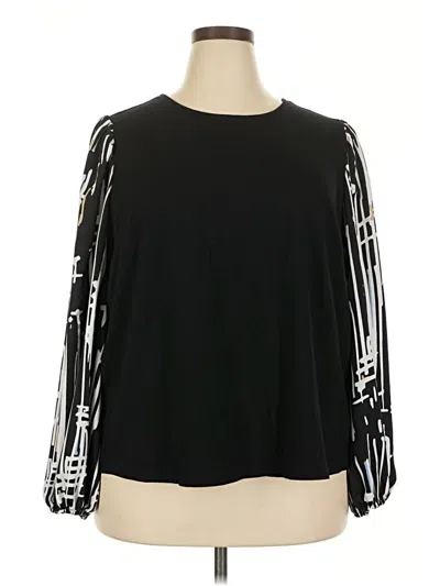Pre-owned Nine West Long Sleeve Top Black Cold Shoulder Neckline Tops