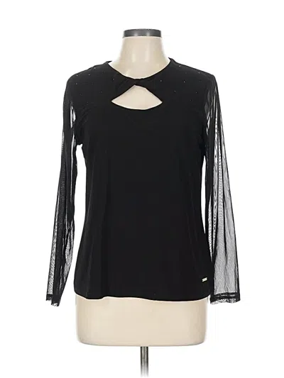 Pre-owned Nine West Long Sleeve Top Black Keyhole Neckline Tops