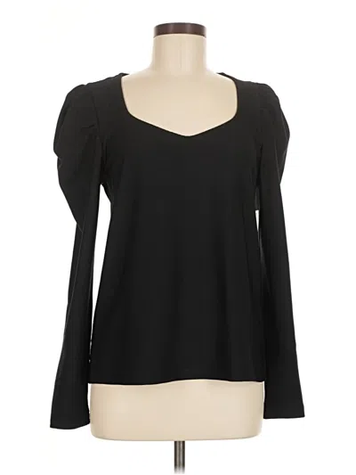 Pre-owned Nine West Long Sleeve Top Black Sweetheart Neckline Tops
