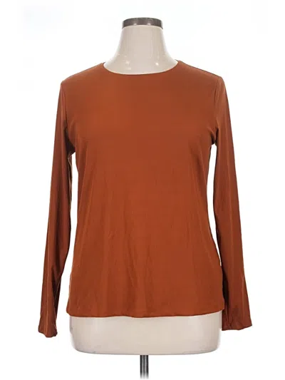 Pre-owned Nine West Long Sleeve Top Brown Crew Neck Tops