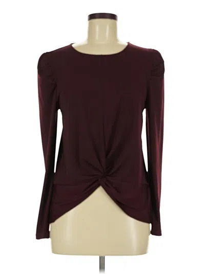 Pre-owned Nine West Long Sleeve Top Burgundy Keyhole Neckline Tops
