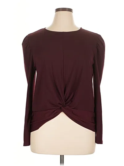 Pre-owned Nine West Long Sleeve Top Burgundy Keyhole Neckline Tops