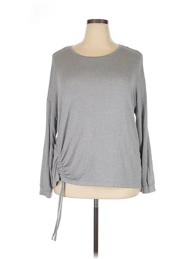Pre-owned Nine West Long Sleeve Top Gray Boatneck Tops