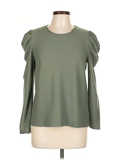 Pre-owned Nine West Long Sleeve Top Green Cold Shoulder Neckline Tops