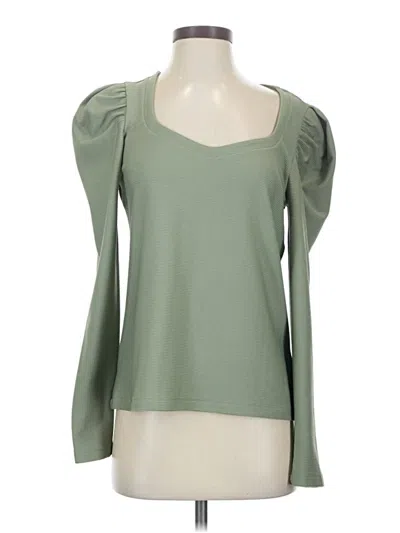 Pre-owned Nine West Long Sleeve Top Green Sweetheart Neckline Tops