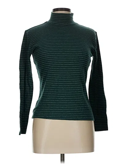Pre-owned Nine West Long Sleeve Top Green Turtleneck Tops