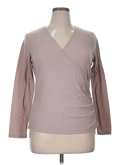 Pre-owned Nine West Long Sleeve Top Pink V-neck Tops