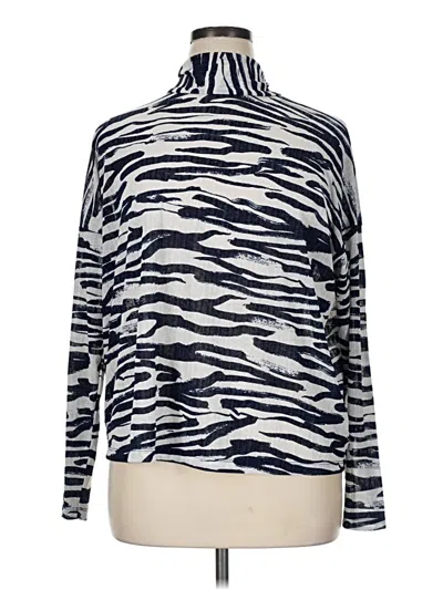 Pre-owned Nine West Long Sleeve Top Silver Turtleneck Tops