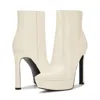 Nine West Loraa Boots Women's Cream Stiletto Heel Platform Bootie Lion82 In White