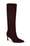 Nine West Lorthey Pointed Toe Knee High Boot In Burgundy Suede