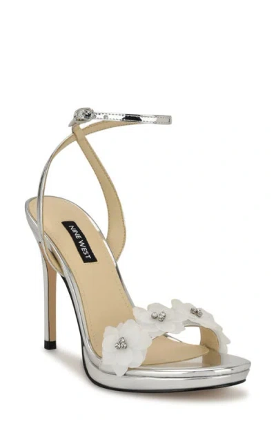 Nine West Lovely Ankle Strap Sandal In Silver