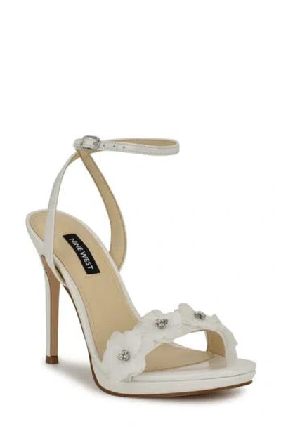 Nine West Lovely Ankle Strap Sandal In White