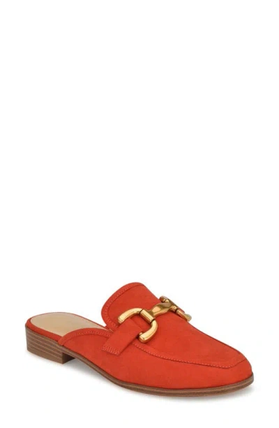 Nine West Lunna Bit Mule In Red Faux Suede