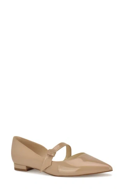 Nine West Women's Luso Pointy Toe Slip-on Dress Flats In Light Natural Patent