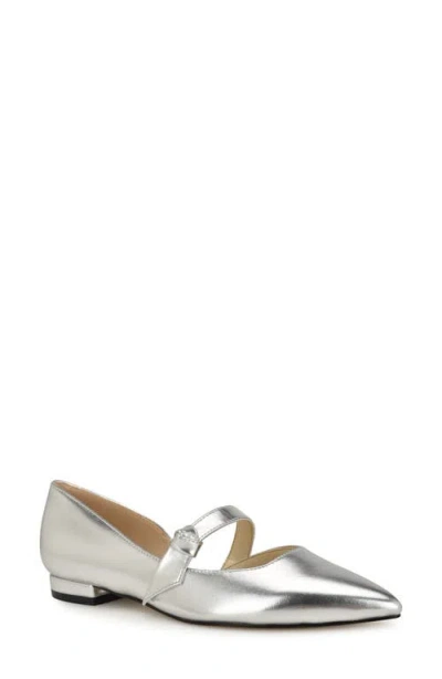 Nine West Women's Luso Pointy Toe Slip-on Dress Flats In Silver
