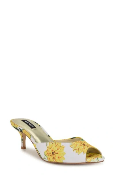 Nine West Luvlie Kitten Heel Slide Sandal In Yellow