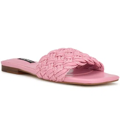 Nine West Maci 2 Womens Woven Slip On Slide Sandals In Pink