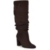 Nine West Magnett 2 Womens Block Heel Faux Suede Knee-high Boots In Brown