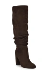 Nine West Magnett 2 Womens Block Heel Faux Suede Knee-high Boots In Dark Brown