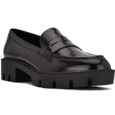Nine West Maibel 3 Womens Faux Leather Patent Loafers In Black