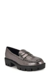 Nine West Maibel Platform Penny Loafer In Silver