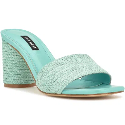 Nine West Mapeli2 Womens Laceless Woven Mule Sandals In Blue
