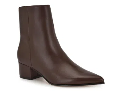 Nine West Maribu Bootie In Dark Brown Leather
