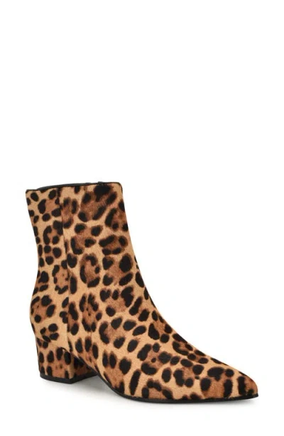 Nine West Maribu Leopard Print Genuine Calf Hair Bootie In Brown