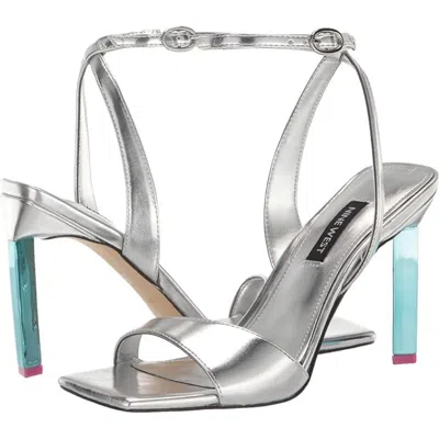 Nine West Maris Dress Sandal Women's Silver Ankle Strap Stiletto Heel Lion168