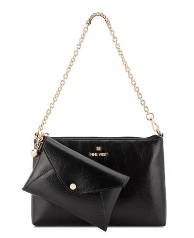 Nine West Marissa Convertible Small Wristlet Shoulder Handbag In Black