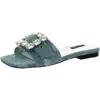 NINE WEST MATTER 7 WOMENS EMBELLISHED SLIP ON SLIDE SANDALS