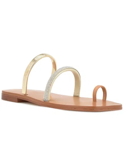 Nine West Mavis 5 Womens Embellished Manmade Slide Sandals In Brown