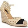 Nine West Mckinly Ankle Strap Wedge Sandal In Cream,black