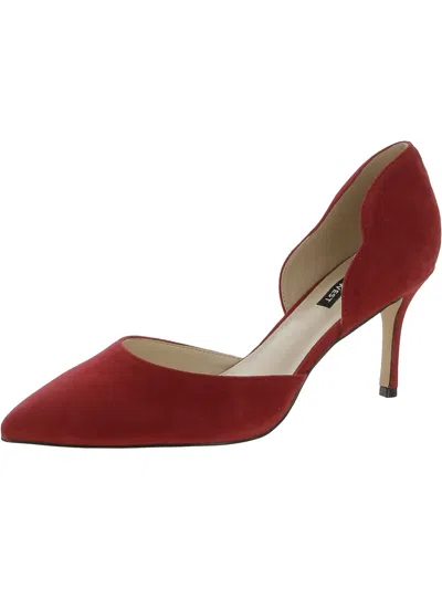 Nine West Mence Womens Suede Pointed Toe D'orsay Heels In Red
