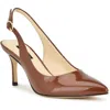 Nine West Menora 3 Womens Patent Pointed Toe Slingback Heels In Brown Patent