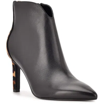 Nine West Mikale Womens Leather Casual Ankle Boots In Black