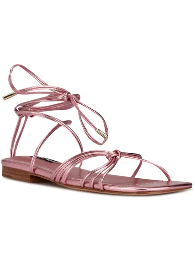 Nine West Minus 3 Womens Faux Leather Gladiator Sandals In Pink