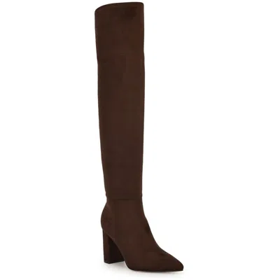 Nine West Miykah 2 Womens Faux Suede Pointed Toe Over-the-knee Boots In Brown